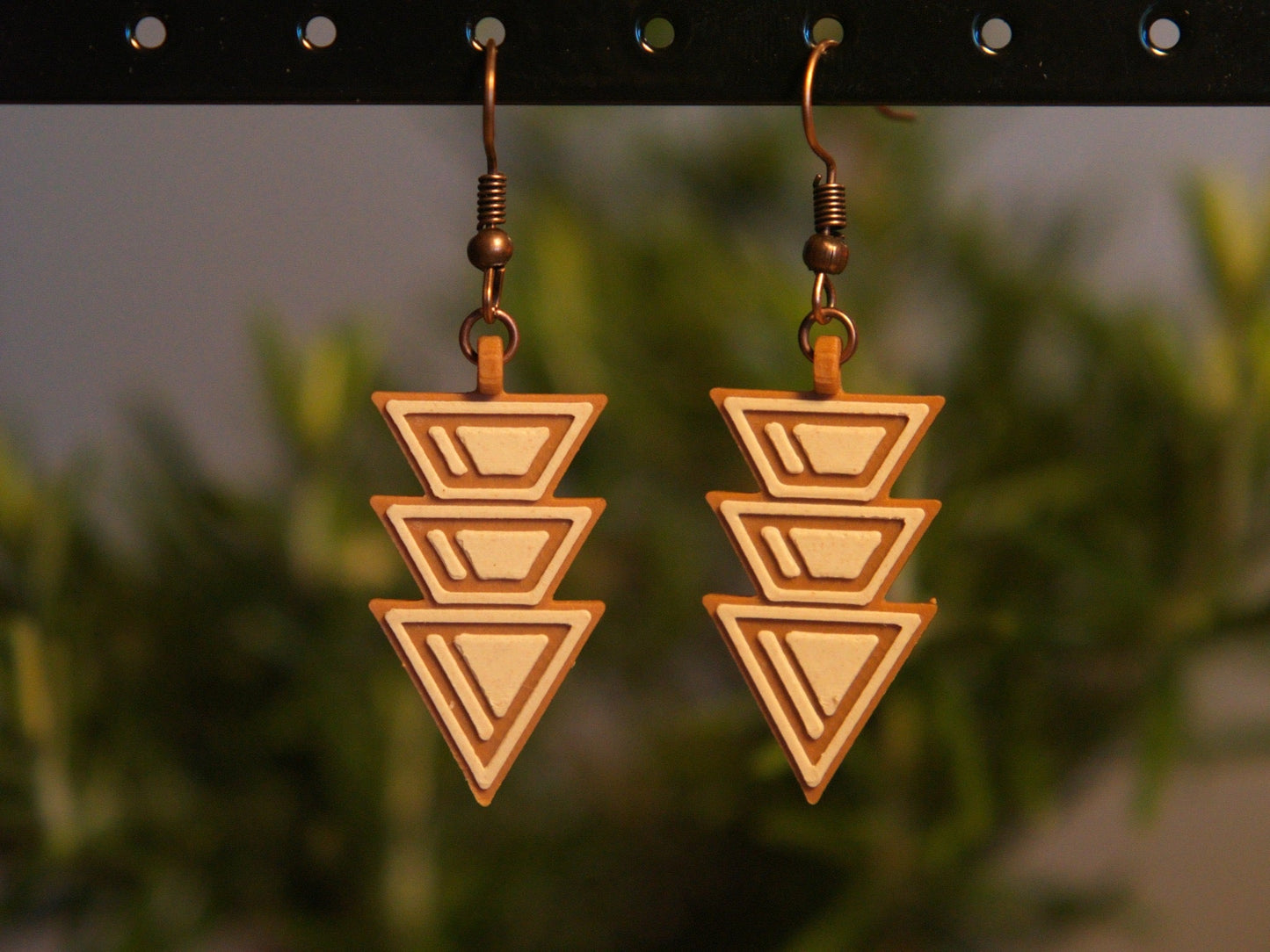 Dangle Earrings - Triple Retro Triangle Down - Built By Booth