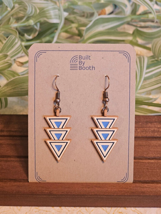 Dangle Earrings - Triple Eq Triangle Down 3 - Color - Built By Booth