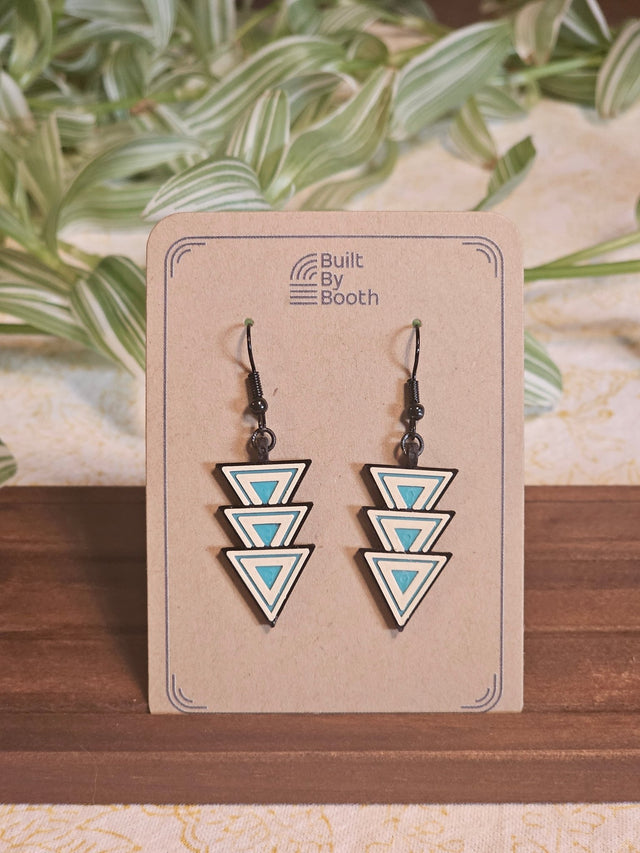 Dangle Earrings - Triple Eq Triangle Down 3 - Color - Built By Booth