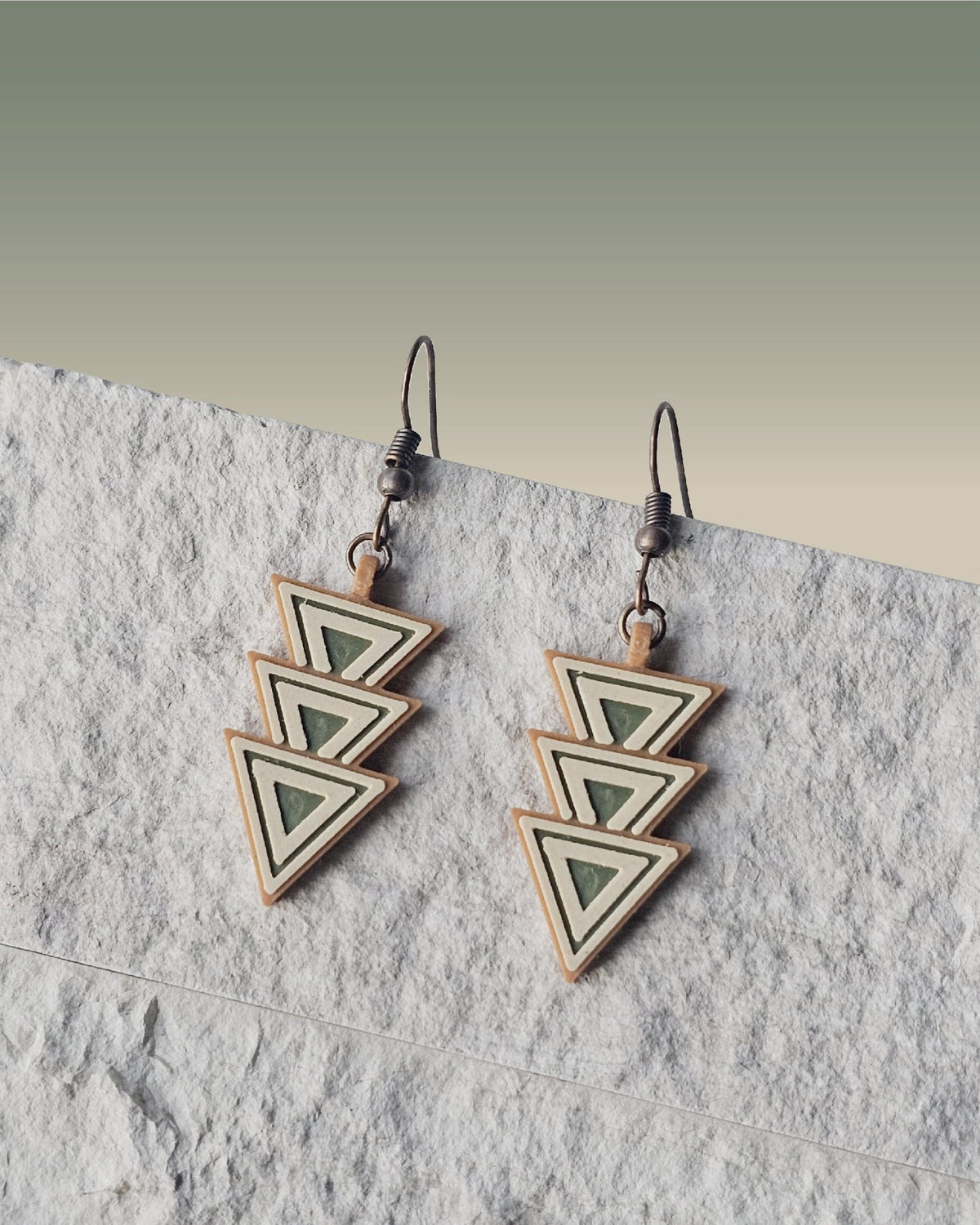 Dangle Earrings - Triple Eq Triangle Down 3 - Color - Built By Booth
